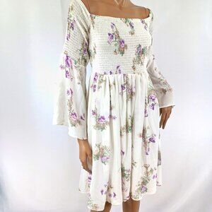 TORRID Dress Smock Top Angel Sleeves Floral Chiffon 1X